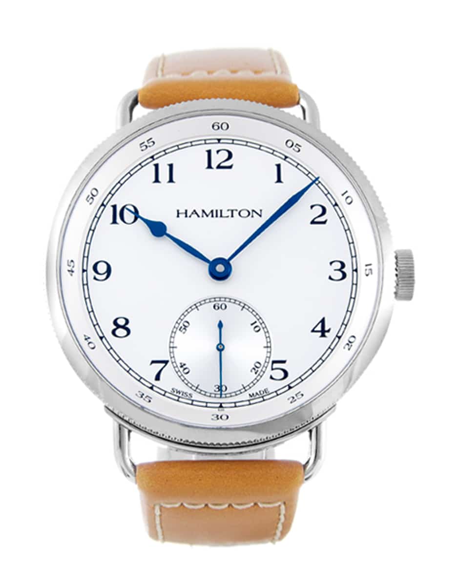 Hamilton Khaki Navy Silver Arabic Dial Leather Strap